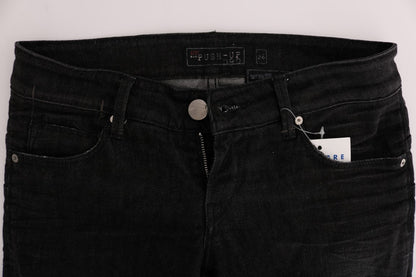 Jeans slim en coton et denim noir Acht