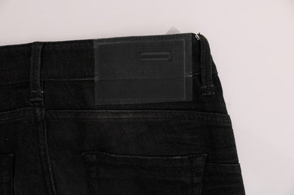 Jeans slim en coton et denim noir Acht