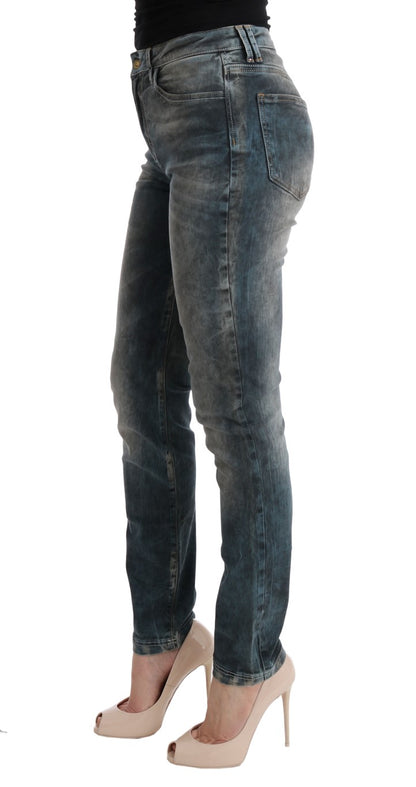 Jeans slim en coton mélangé, bleu lavé, Cavalli