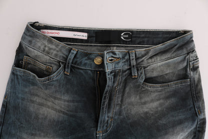 Jeans slim en coton mélangé, bleu lavé, Cavalli
