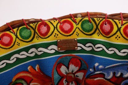 Sac Dolce &amp; Gabbana multicolore AGNESE en paille et cristal avec pompon