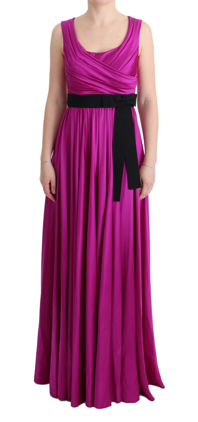 Robe longue ample en soie extensible rose de Dolce &amp; Gabbana