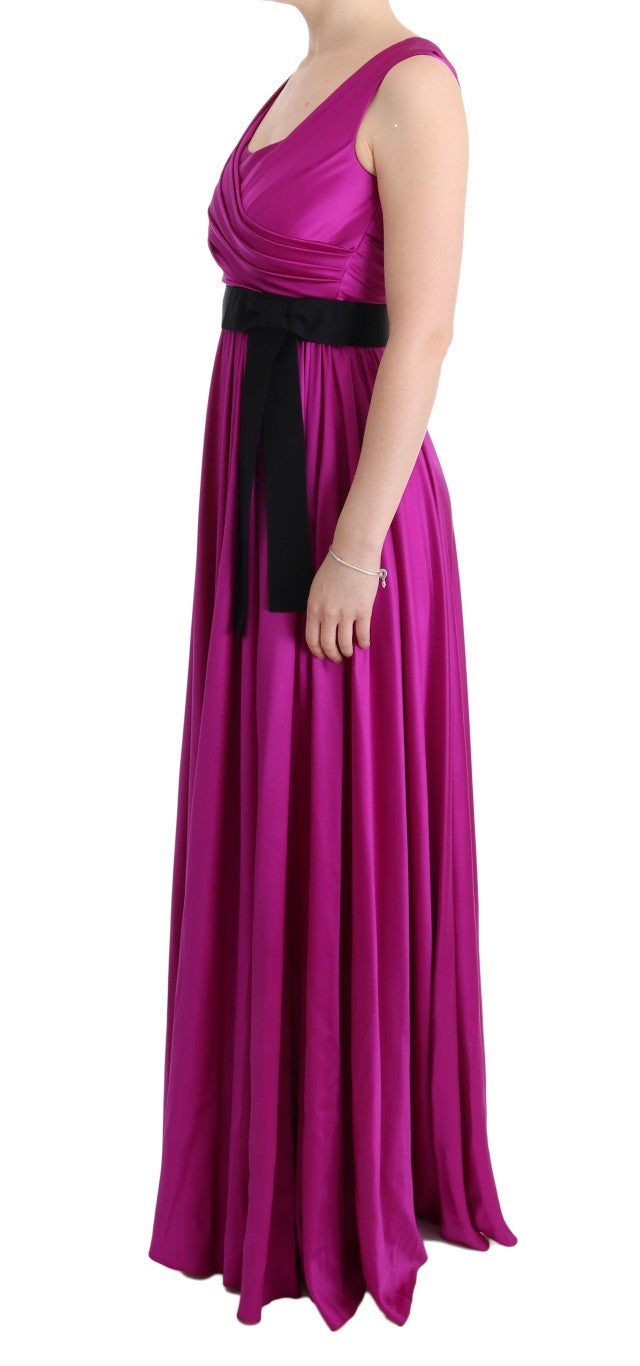 Robe longue ample en soie extensible rose de Dolce &amp; Gabbana