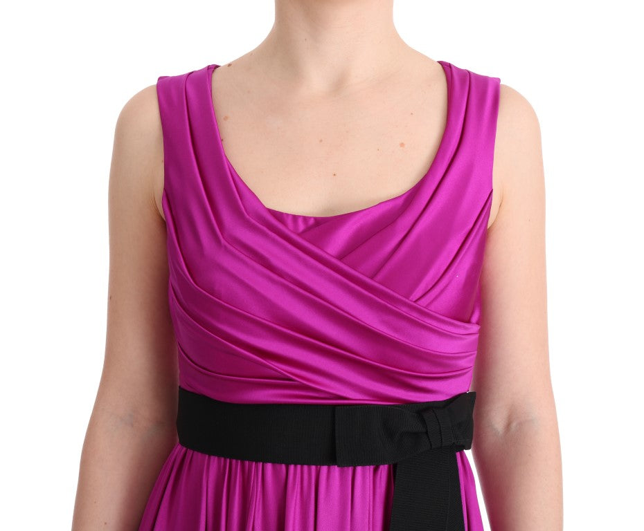 Robe longue ample en soie extensible rose de Dolce & Gabbana