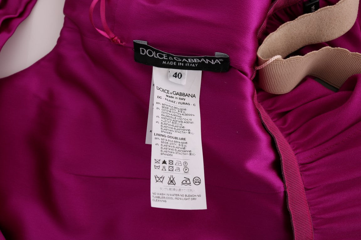 Robe longue ample en soie extensible rose de Dolce & Gabbana