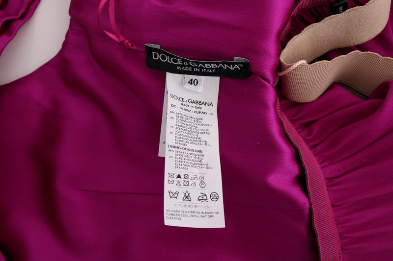 Robe longue ample en soie extensible rose de Dolce &amp; Gabbana