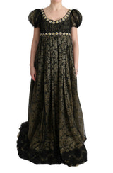 Robe chemise en dentelle à paillettes noires et jaunes de Dolce &amp; Gabbana