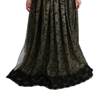 Robe chemise en dentelle à paillettes noires et jaunes de Dolce & Gabbana