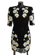 Robe sicilienne en dentelle florale noire à motif camomille de Dolce &amp; Gabbana