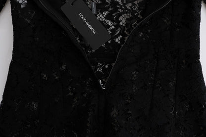 Robe sicilienne en dentelle florale noire à motif camomille de Dolce & Gabbana