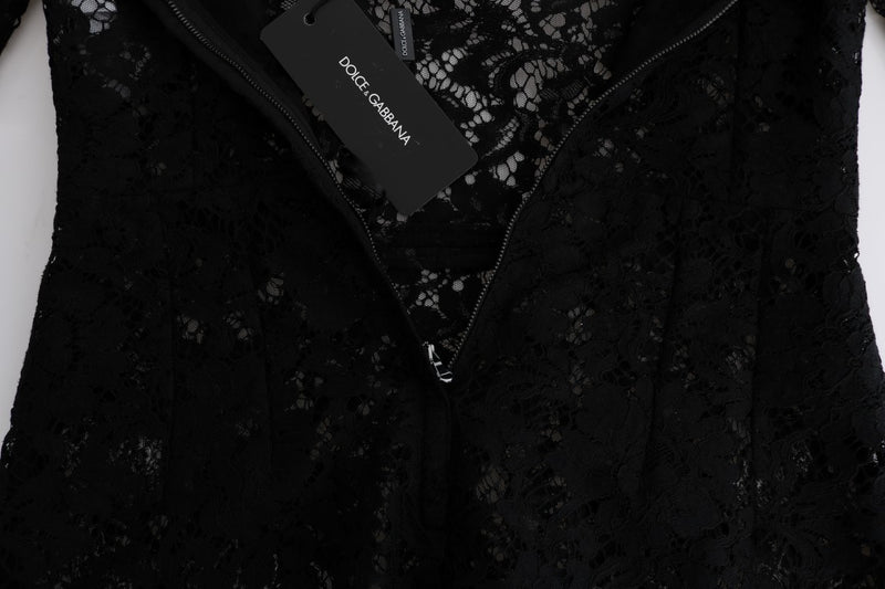 Robe sicilienne en dentelle florale noire à motif camomille de Dolce &amp; Gabbana