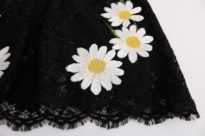 Robe sicilienne en dentelle florale noire à motif camomille de Dolce & Gabbana
