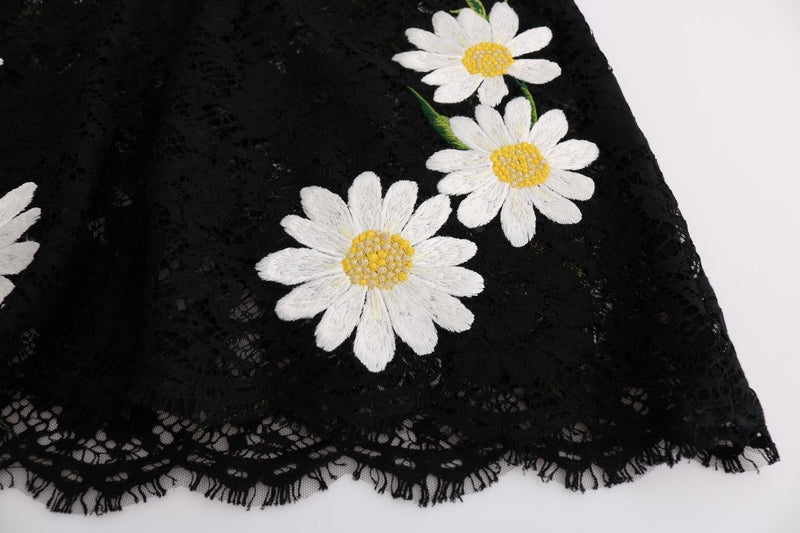 Robe sicilienne en dentelle florale noire à motif camomille de Dolce &amp; Gabbana