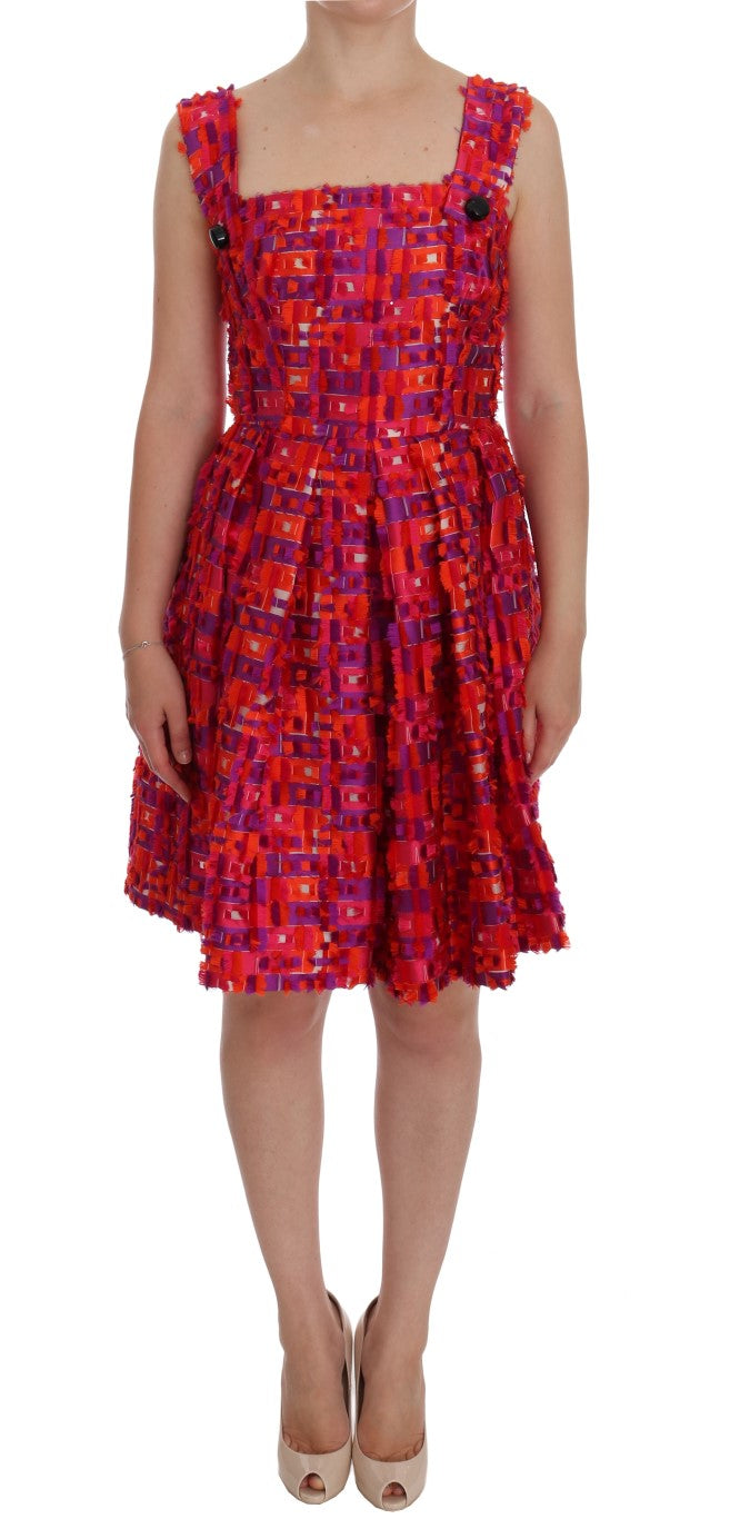 Robe Dolce &amp; Gabbana rose à motifs, coupe trapèze au-dessus des genoux