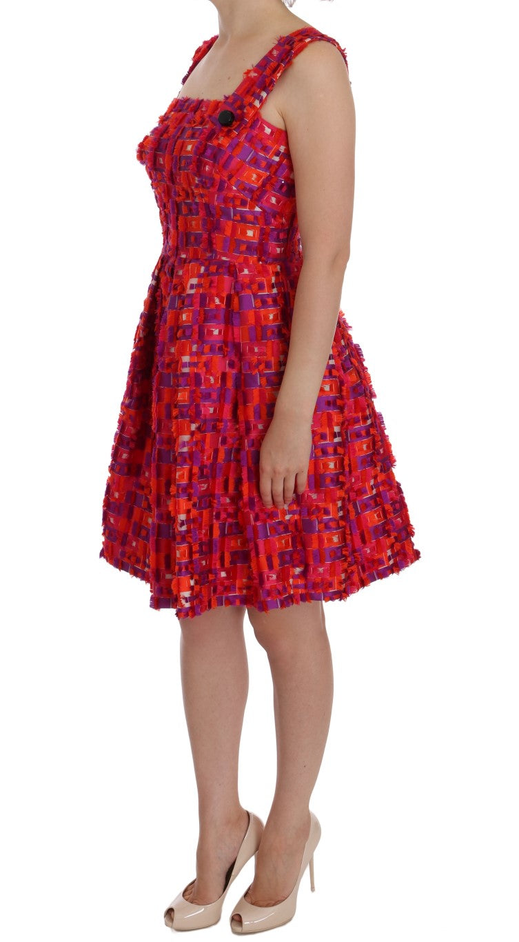 Robe Dolce &amp; Gabbana rose à motifs, coupe trapèze au-dessus des genoux