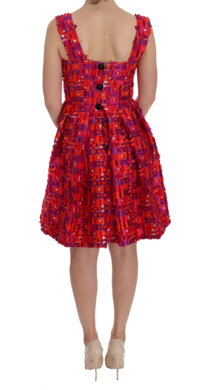 Robe Dolce &amp; Gabbana rose à motifs, coupe trapèze au-dessus des genoux