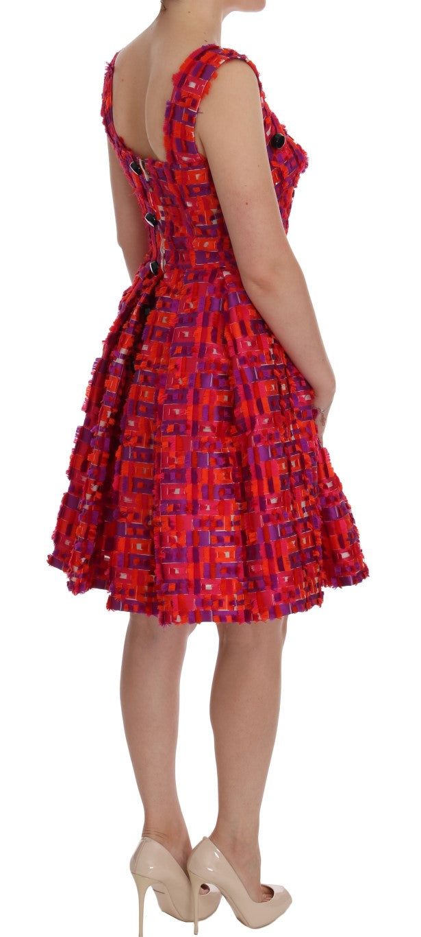 Robe Dolce &amp; Gabbana rose à motifs, coupe trapèze au-dessus des genoux