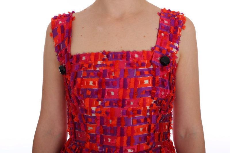 Robe Dolce &amp; Gabbana rose à motifs, coupe trapèze au-dessus des genoux