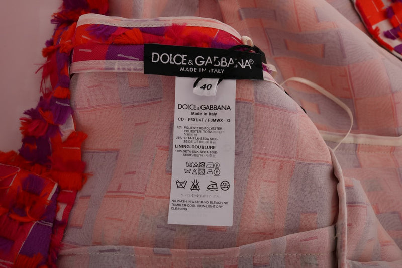 Robe Dolce &amp; Gabbana rose à motifs, coupe trapèze au-dessus des genoux