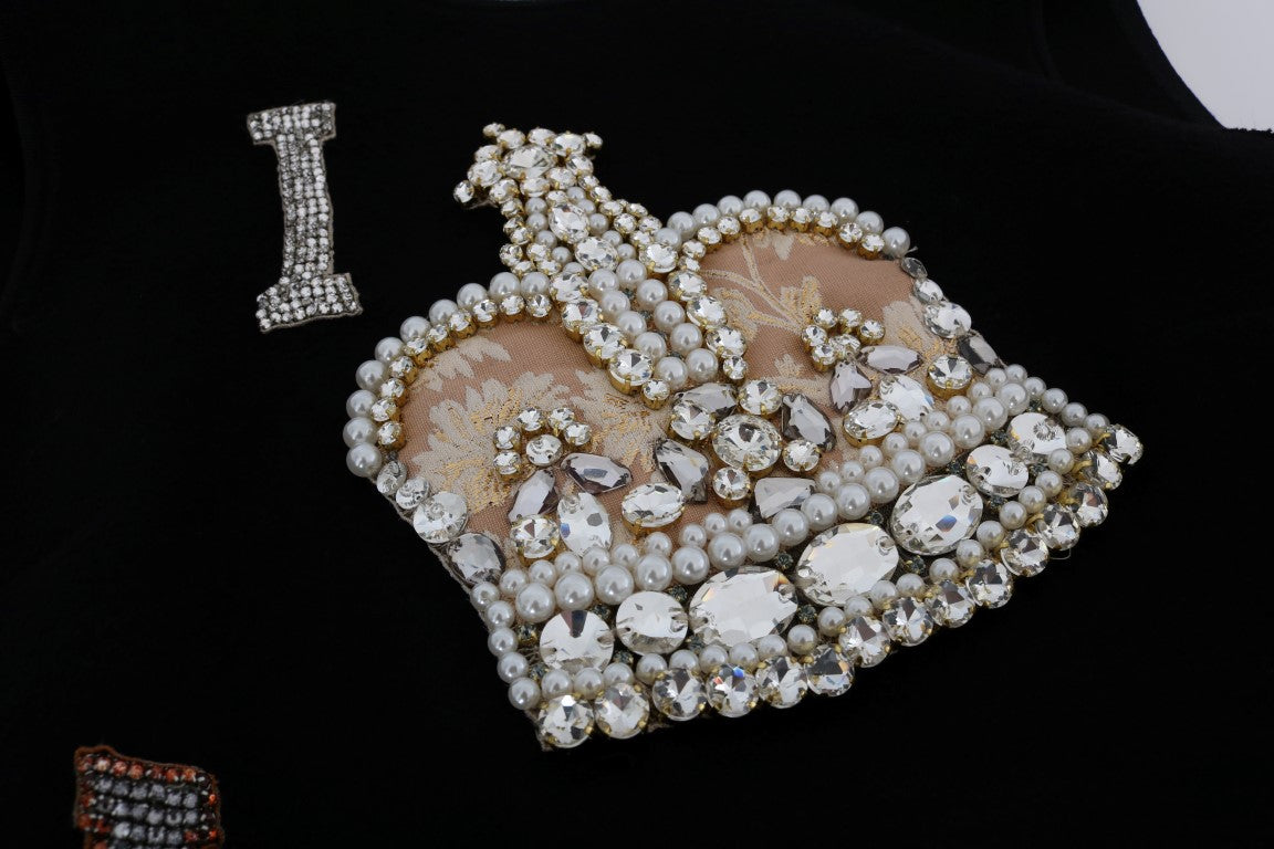 Robe Dolce &amp; Gabbana noire « I AM A PRINCESS » à cristaux