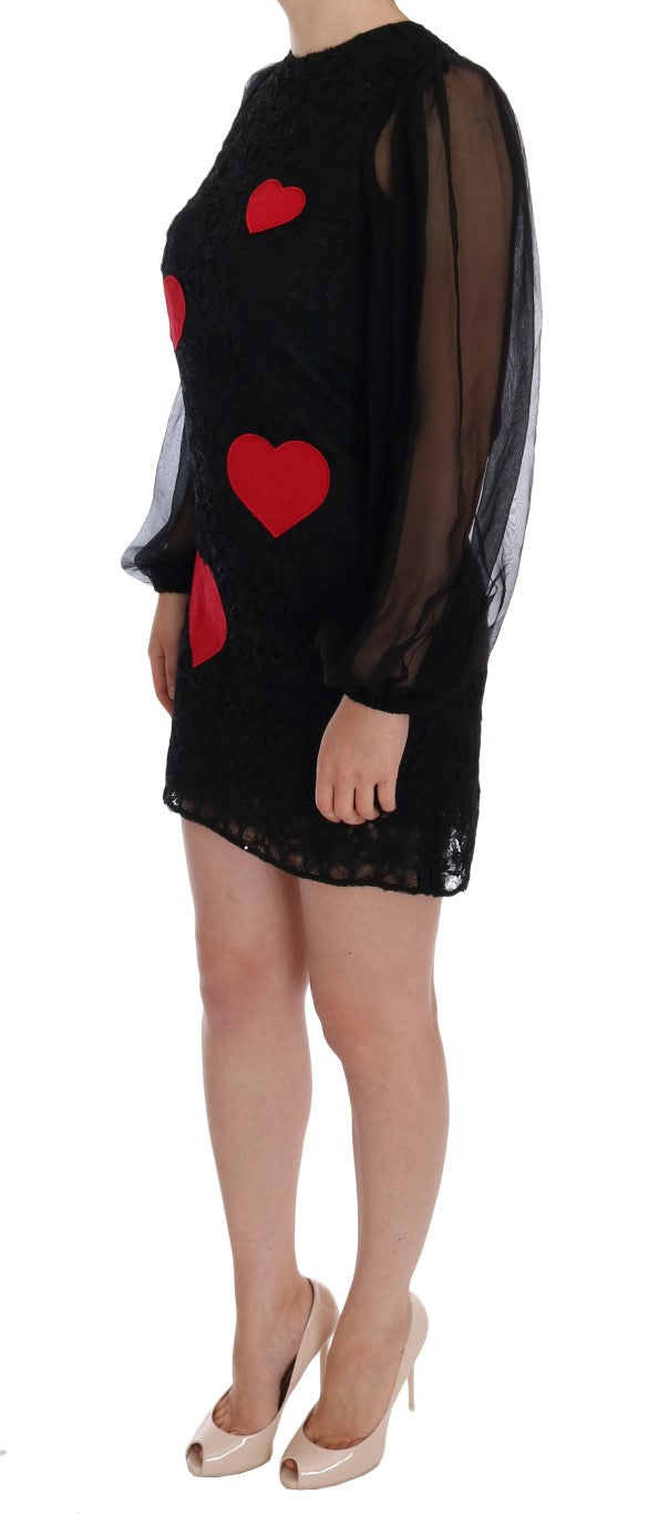 Robe Dolce &amp; Gabbana en dentelle noire et rouge à cœur