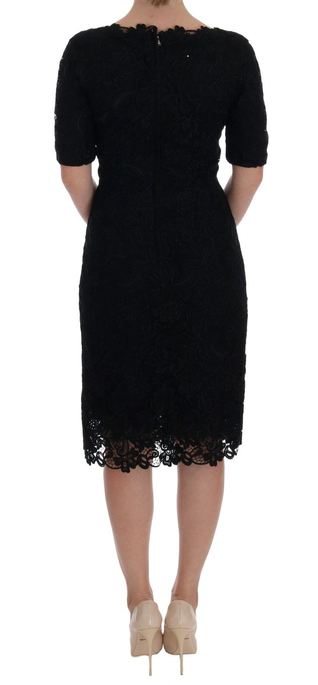 Robe fourreau Ricamo noire à fleurs Dolce &amp; Gabbana