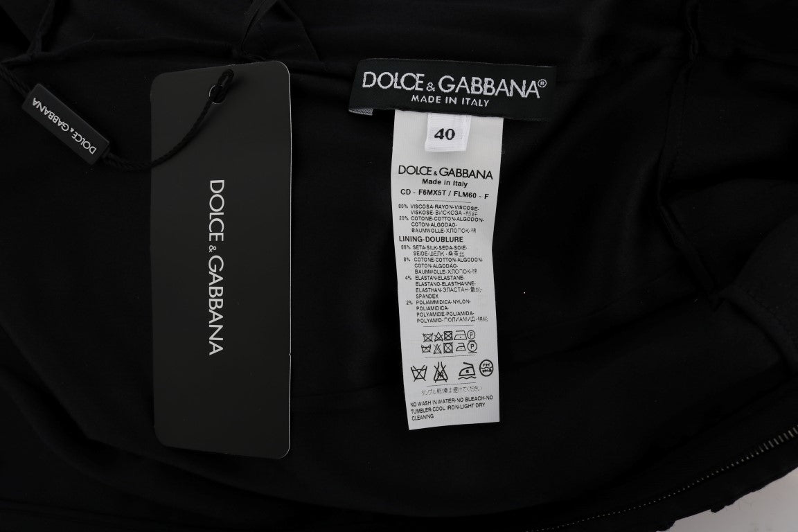 Robe fourreau Ricamo noire à fleurs Dolce &amp; Gabbana