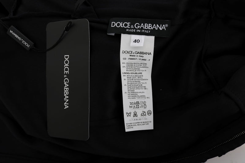 Robe fourreau Ricamo noire à fleurs Dolce &amp; Gabbana