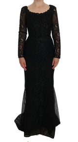Robe fourreau noire à fleurs Dolce &amp; Gabbana 