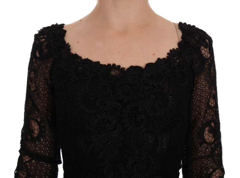 Robe fourreau noire à fleurs Dolce &amp; Gabbana 