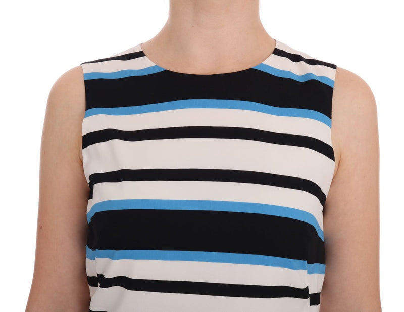 Robe Dolce &amp; Gabbana en soie stretch à rayures bleues et blanches