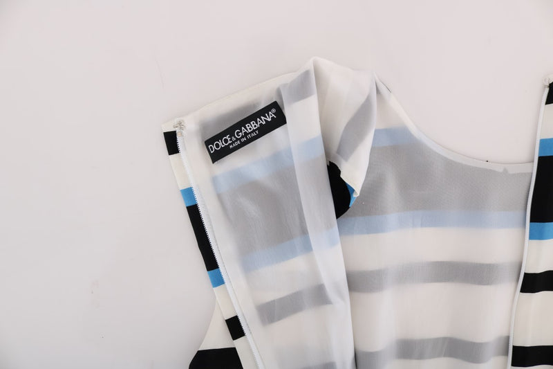 Robe Dolce &amp; Gabbana en soie stretch à rayures bleues et blanches