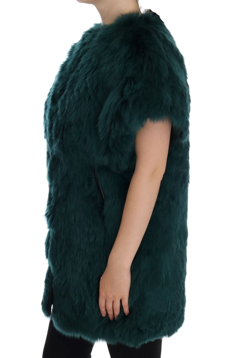 Dolce &amp; Gabbana Gilet sans manches en fourrure d'alpaga verte