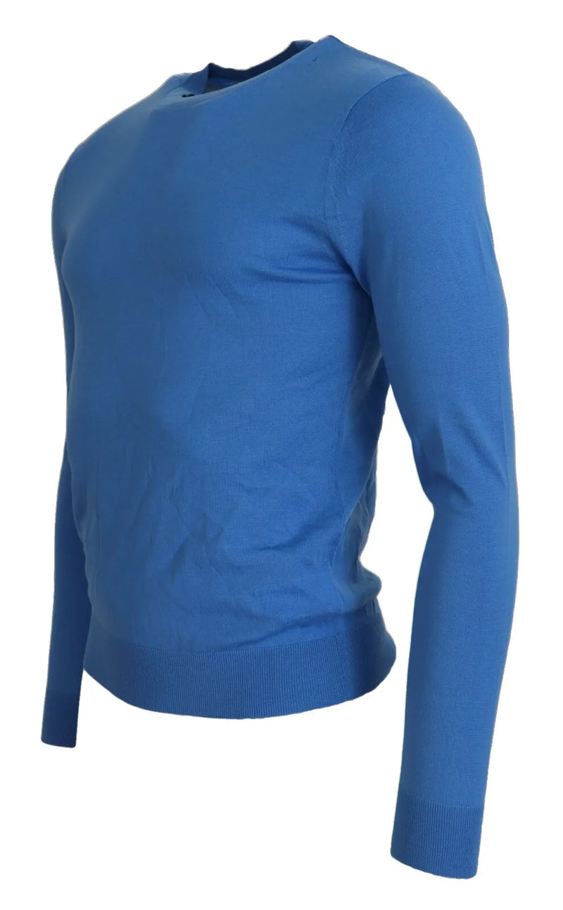 Dsquared² Blauwe wollen crewneck trui met lange mouwen