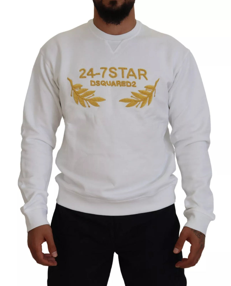 Dsquared² Wit geborduurde crewneck sweatshirttrui