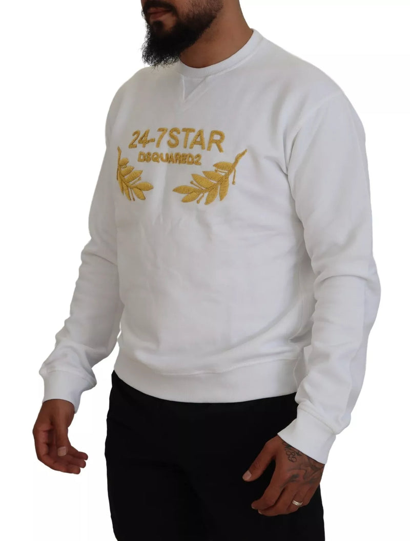 Dsquared² Wit geborduurde crewneck sweatshirttrui