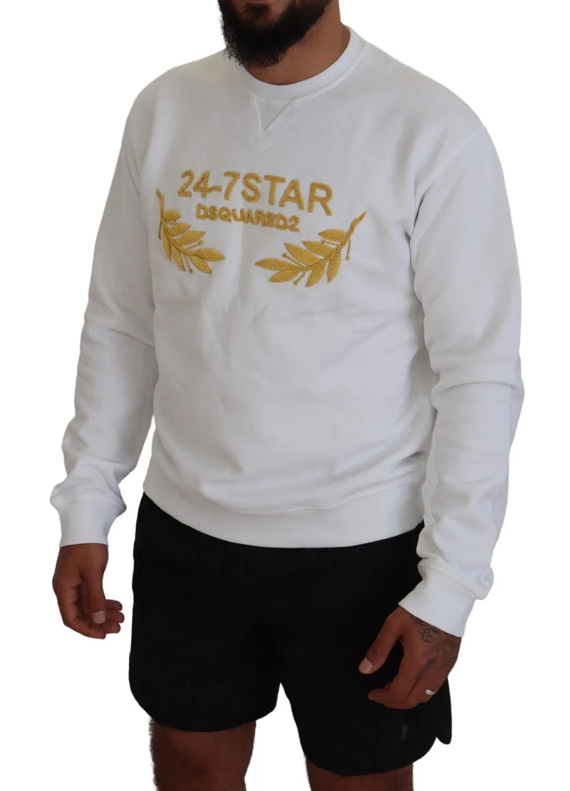 Dsquared² Wit geborduurde crewneck sweatshirttrui