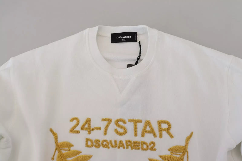 Dsquared² Wit geborduurde crewneck sweatshirttrui
