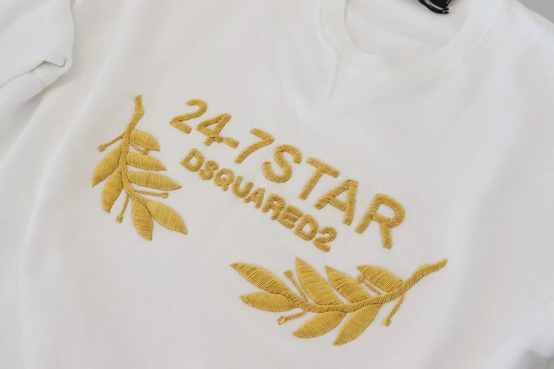 Dsquared² Wit geborduurde crewneck sweatshirttrui