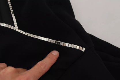 Combinaison-robe noire sans manches à col en V et ornements de Dsquared²