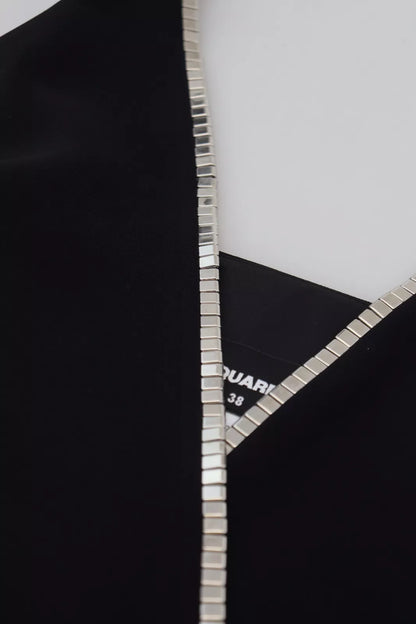 Combinaison-robe noire sans manches à col en V et ornements de Dsquared²