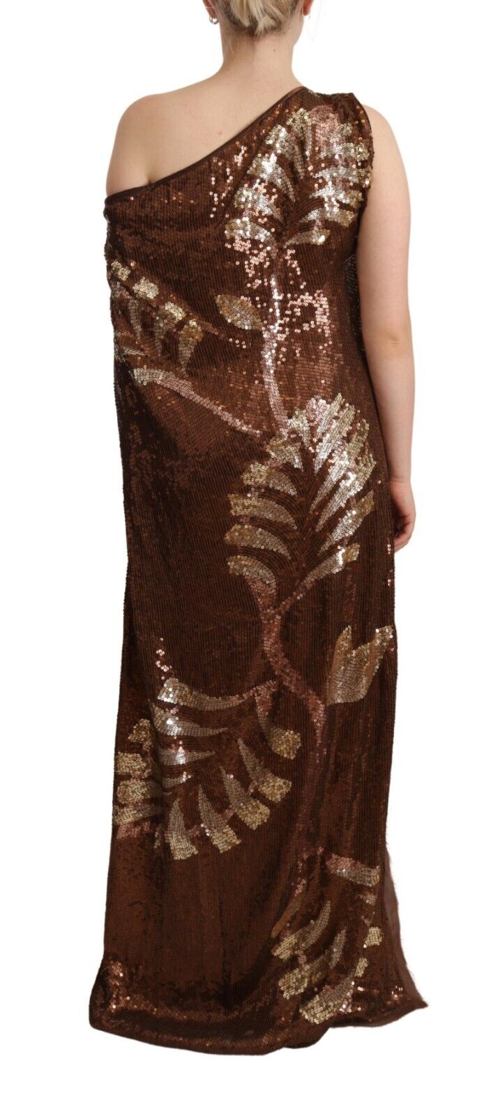 Robe Longue à Épaules Dégagées Sequins Bruns Dsquared²