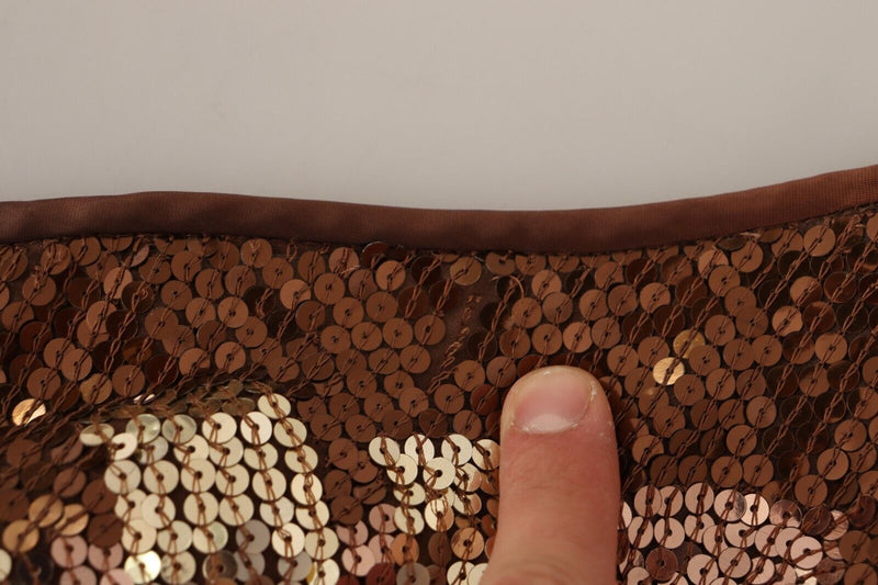 Robe Longue à Épaules Dégagées Sequins Bruns Dsquared²