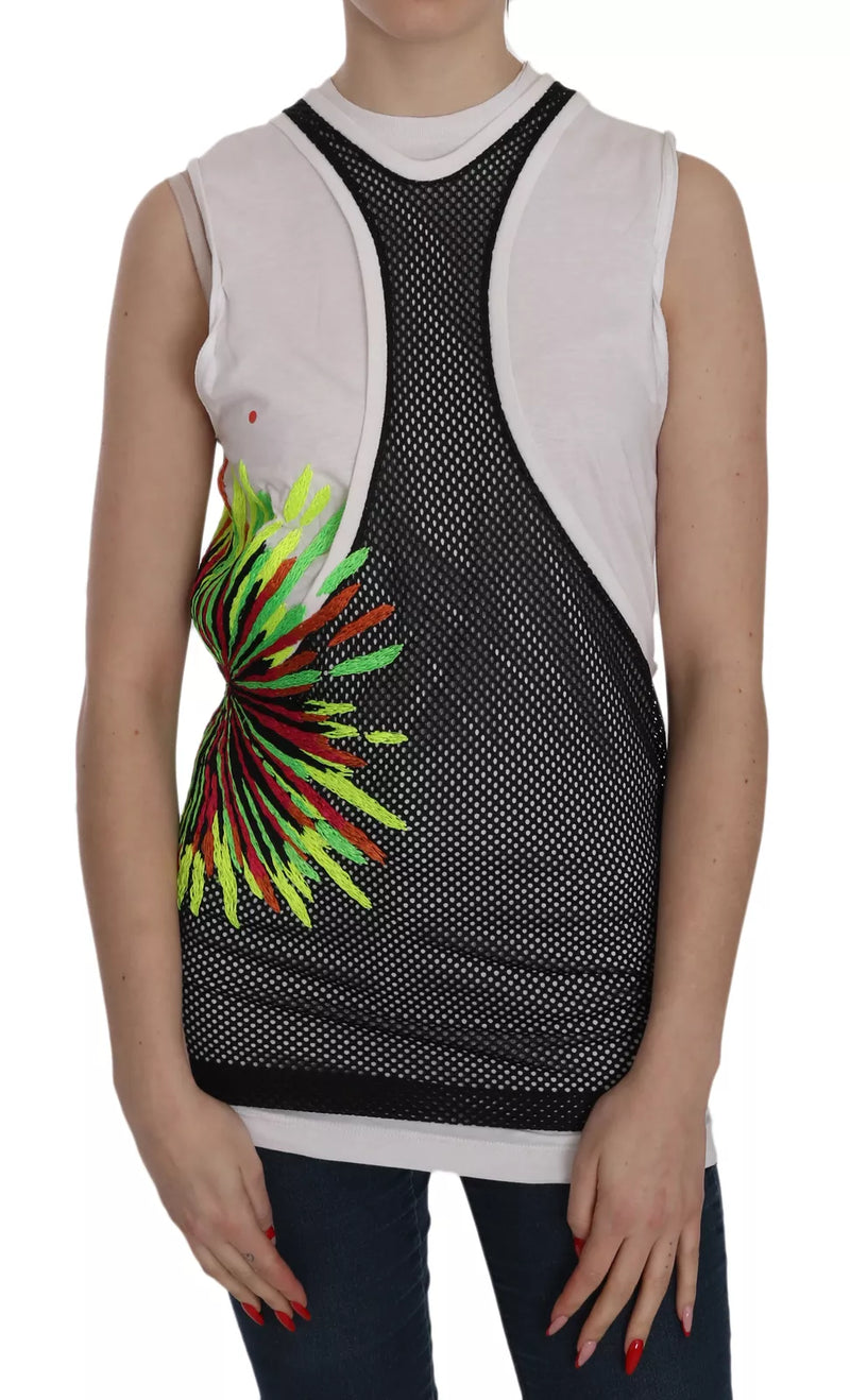 Dsquared² Blouse Sans Manches Noir Blanc en Coton