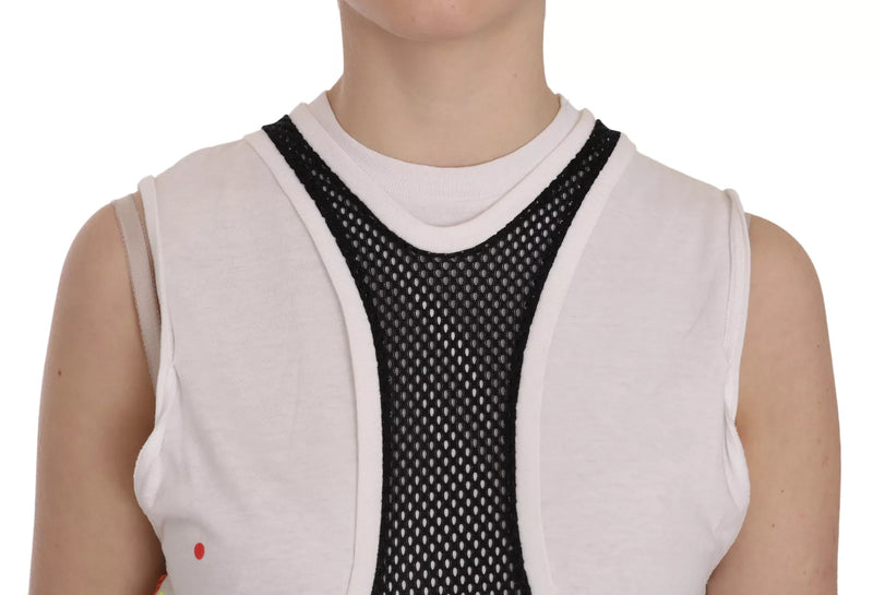 Dsquared² Blouse Sans Manches Noir Blanc en Coton