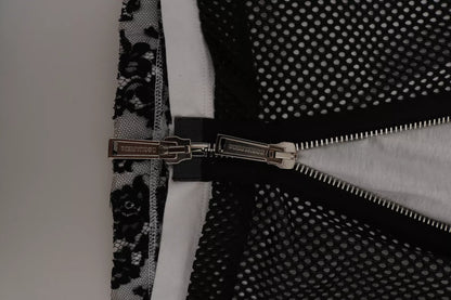 Dsquared² Zwarte en Witte Katoenen Blouse met Ronde Hals en Zonder Mouwen