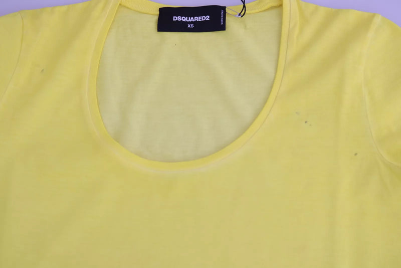 Dsquared² T-shirt Jaune à Col Rond et Manches Courtes - Blouse Authentique