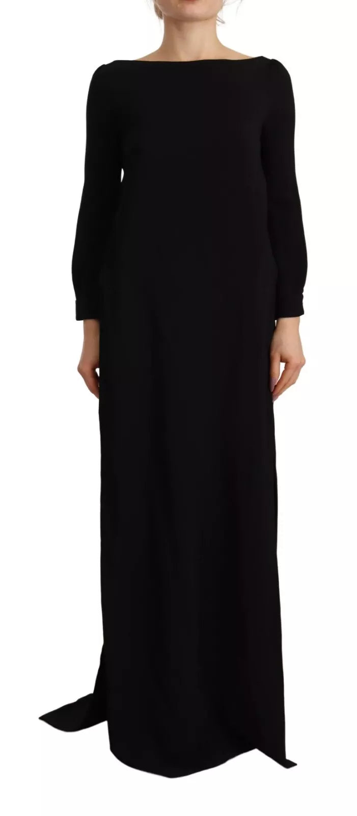 Robe longue noire à manches longues et fente latérale de Dsquared²