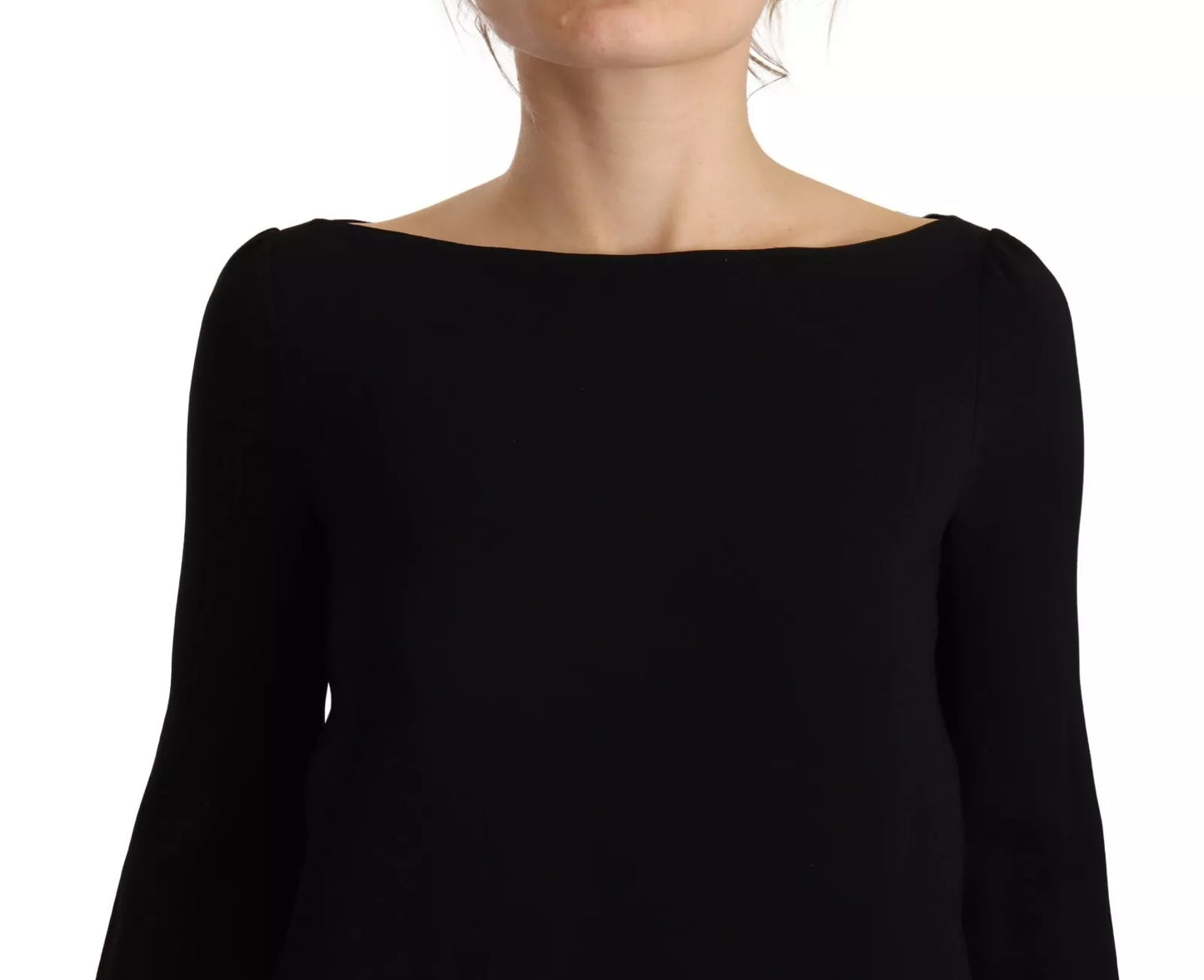 Robe longue noire à manches longues et fente latérale de Dsquared²