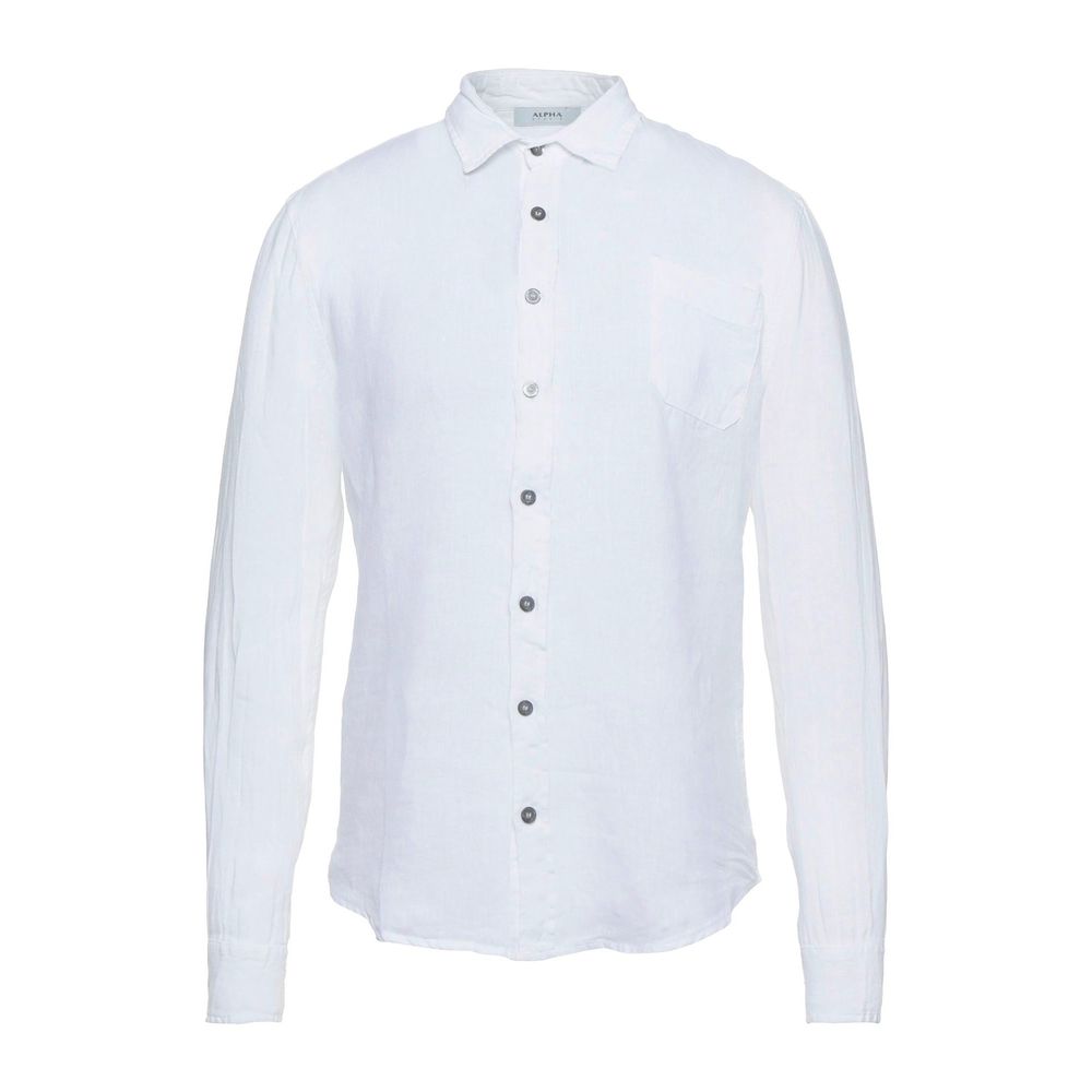 Chemise en lin blanc élégante pour homme de la marque Alpha Studio